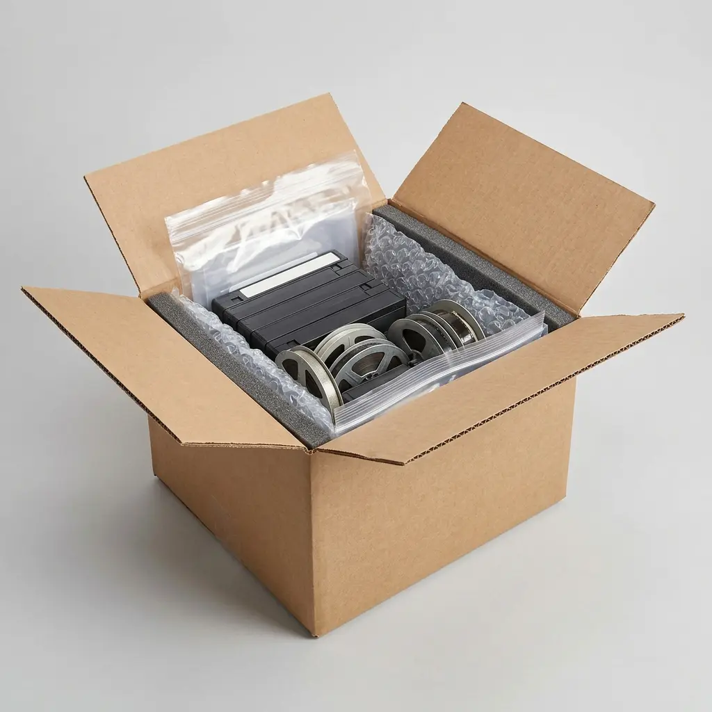 The SafeShip Kit box with waterproof bags and cushions